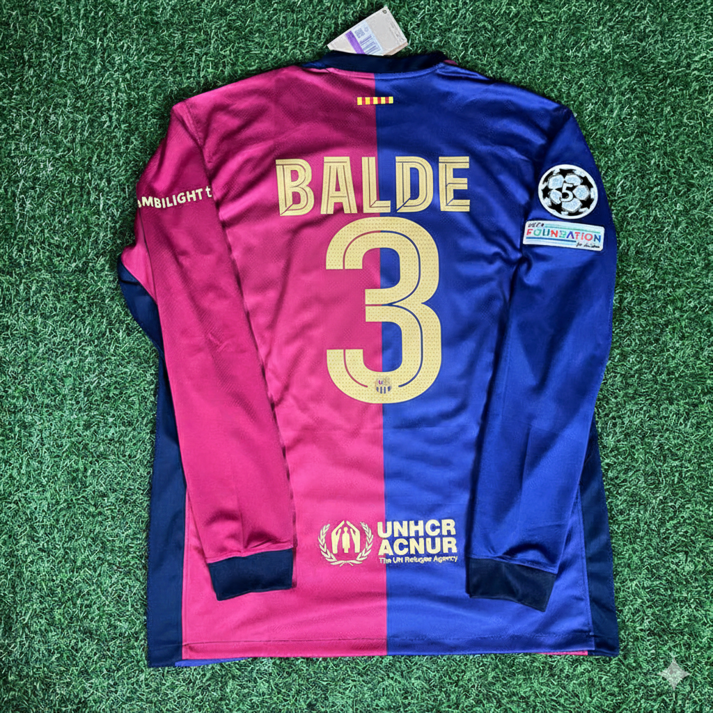 Barcelona 2025 Champions League Long Sleeve Jersey – Alejandro Balde 3