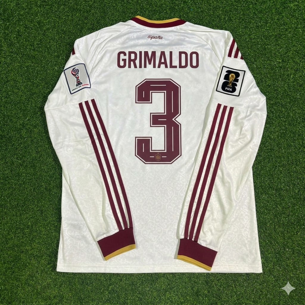 Alejandro Grimaldo #3 Spain 2026 World Cup Away Long Sleeve Jersey Trikot Maillot