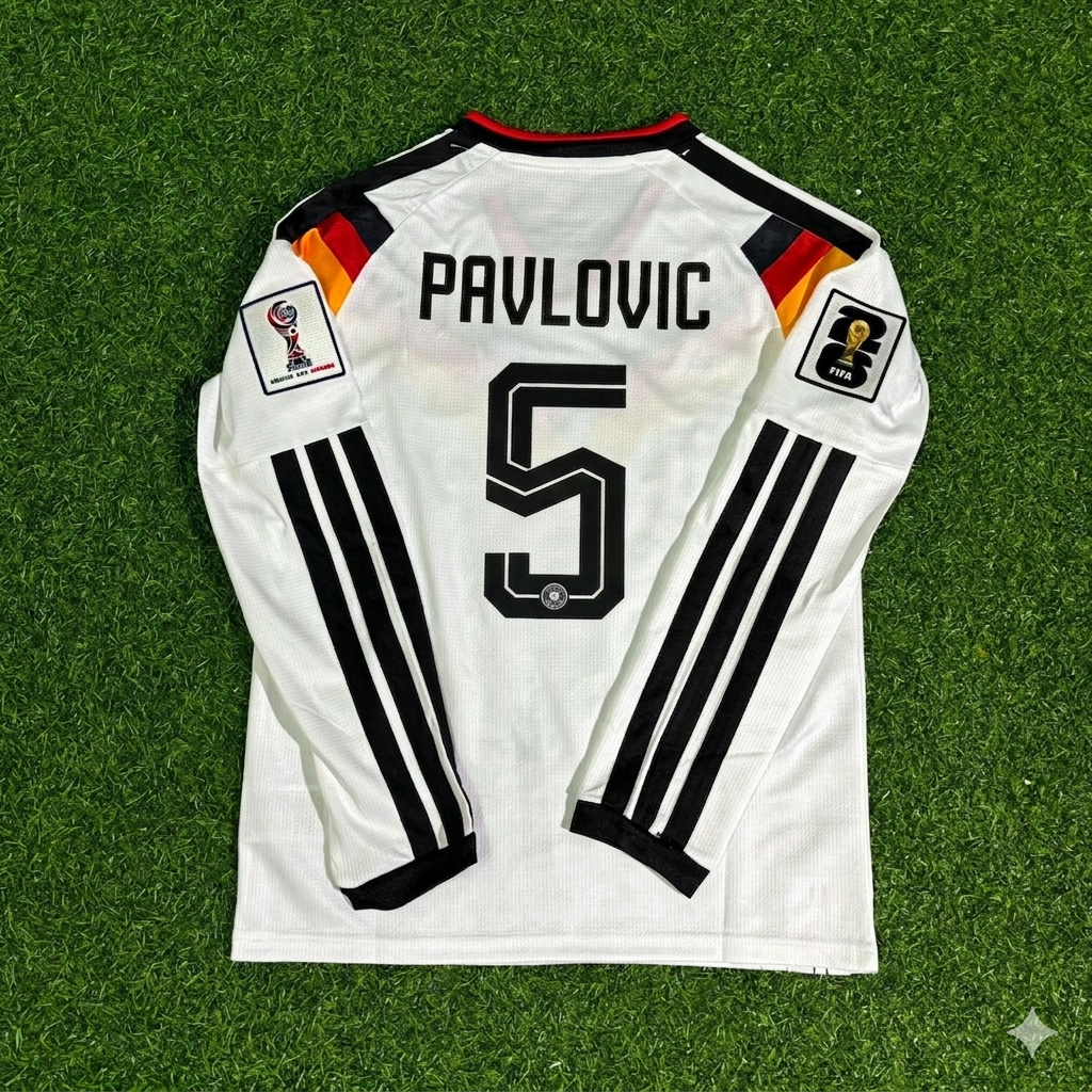 Aleksandar Pavlovic #5- Germany 2026 World Cup  Long Sleeve Home Football Jersey Kit