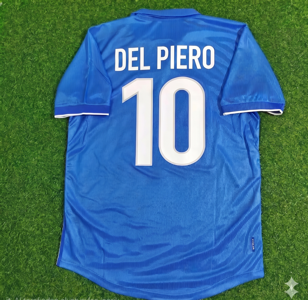 Maillot de football rétro bleu domicile Italie Alessandro Del Piero