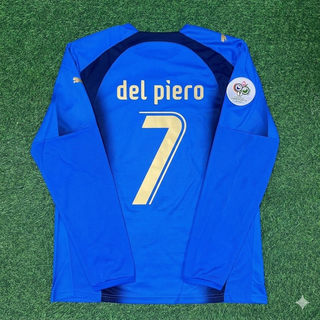Alessandro Del Piero #7 Italy 2006 World Cup Final Long Sleeve Retro Jersey Maillot Trikot Maglia Soccer Shirt