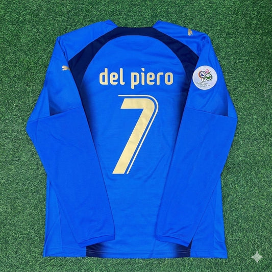 Alessandro Del Piero #7 Italy 2006 World Cup Final Long Sleeve Retro Jersey Maillot Trikot Maglia Soccer Shirt