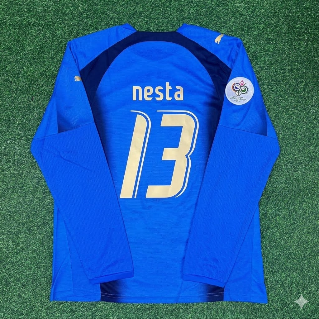 Alessandro Nesta #13 Italy 2006 World Cup Final Long Sleeve Retro Jersey Maillot Trikot Maglia Soccer Shirt