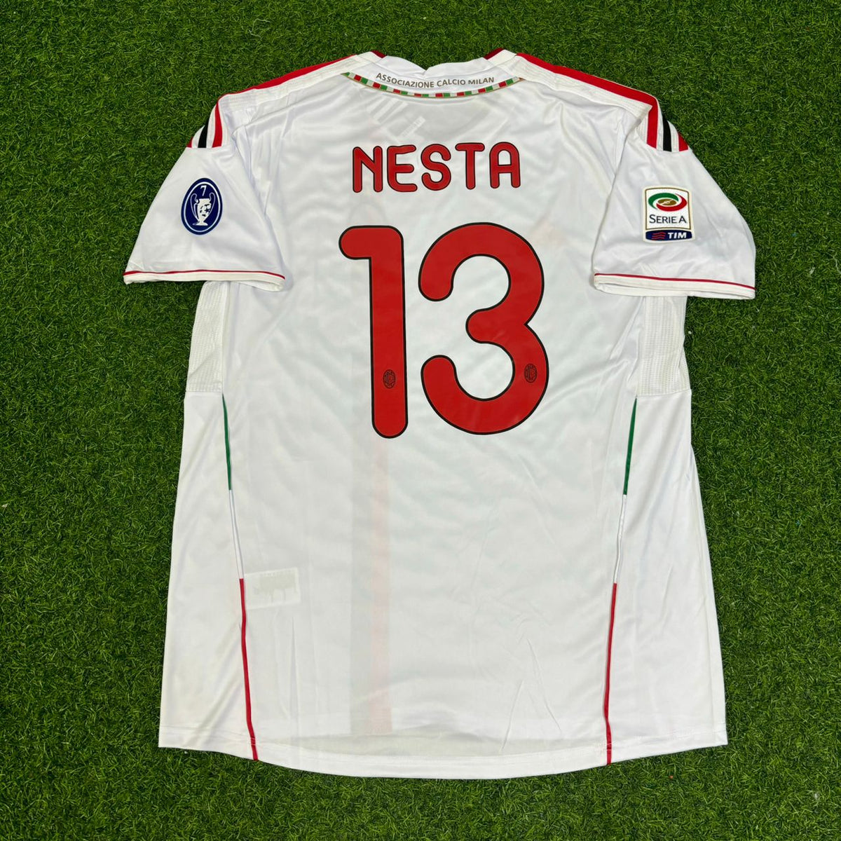 AC Milan 2011/12 White Away Retro Football Jersey – Alessandro Nesta 13