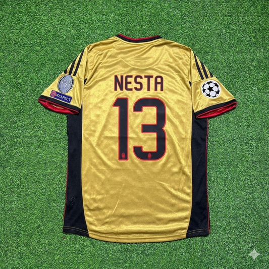 AC Milan Gold Retro Jersey – Alessandro Nesta 13