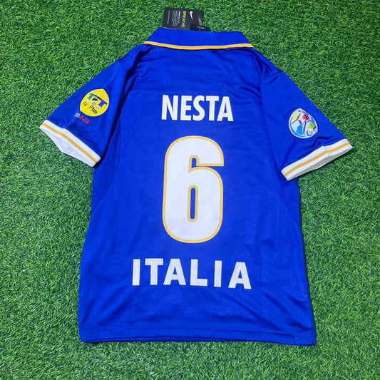 Alessandro Nesta Italien EM 1996 Blau Retro Fußball Trikot Maglia Camisate