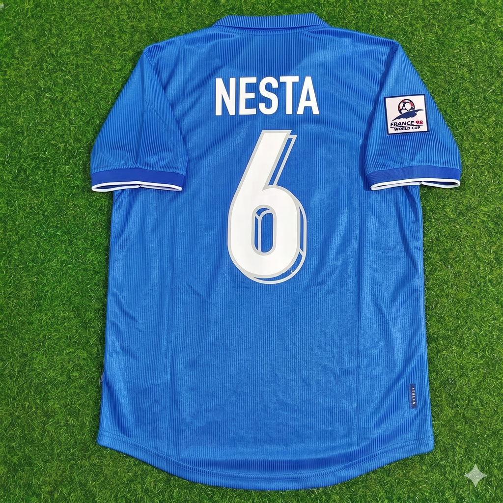 Alessandro Nesta Italien 1998 WM Heim Blau Retro Fußballtrikot
