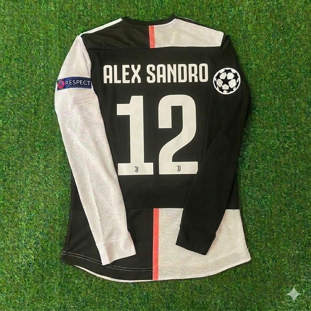 Juventus 2019/20 Long Sleeve White Black Retro Jersey – Alex Sandro 12