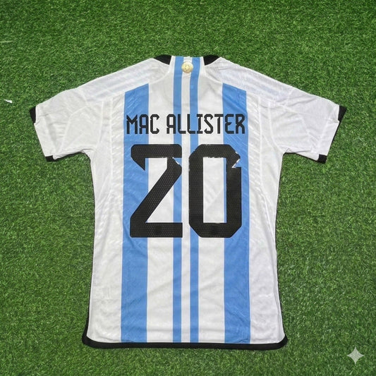 Alexis Mac Allister 20- Argentina 2022 Qatar World Cup Champion Home Jersey Maillot Trikot Maglia Soccer Shirt