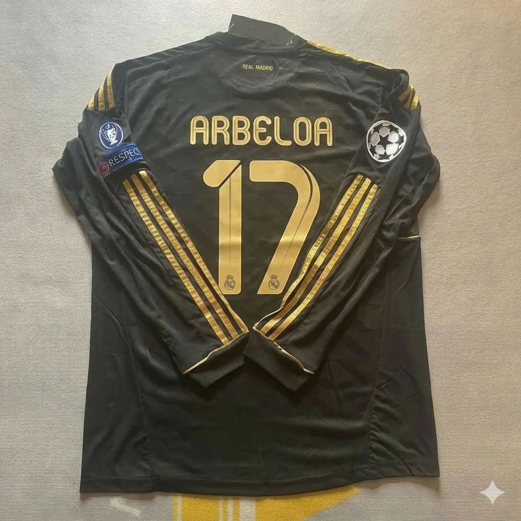 Alvaro Arbeloa 17- Real  Madrid 2011-2012  Champions League Long Sleeve Jersey Soccer Shirt
