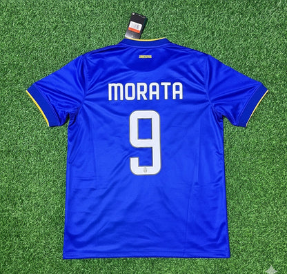 Alvaro Morata Juventus 2014/15 Retro Blaues Fußballtrikot-Set