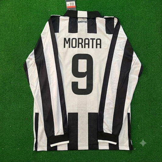 Álvaro Morata #9 Juventus 2014 2015 Retro Langarm Trikot Maillot Maglia Fußballtrikot