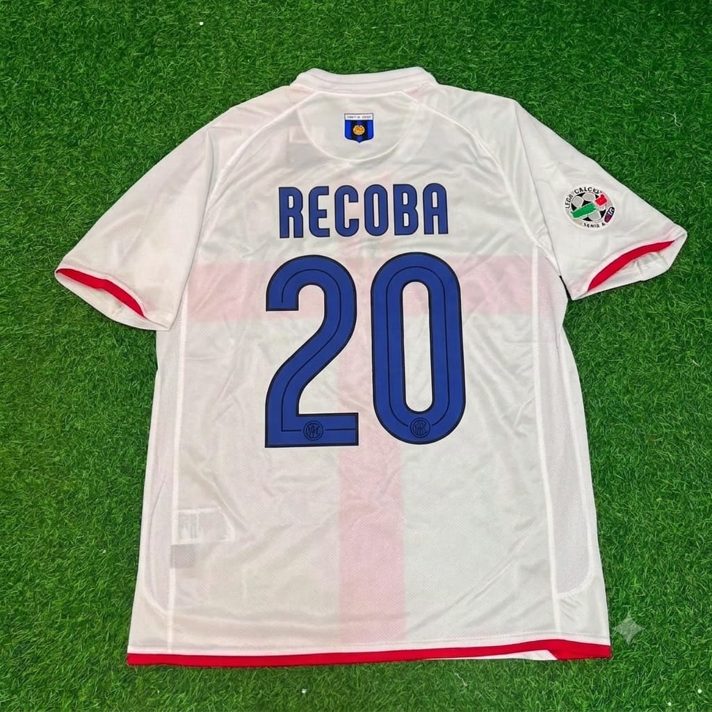 Alvaro Recoba #20 Inter Saison 2007-2008 Maillot Extérieur Blanc Rouge Rétro Trikot Maillot Maglia Football