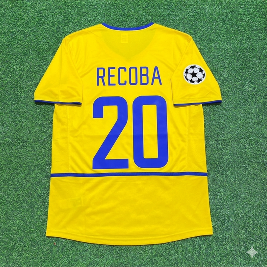 Camiseta de fútbol retro amarilla del Inter de Milán 2002-2003 de Alvaro Recoba