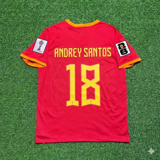 Andrey Santos 18# Brasilien WM 2026 Rotes Trikot