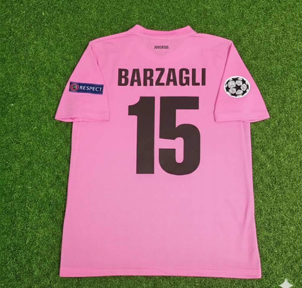 Andrea Barzagli Juventus Pink 2012 2013 Season Retro Jersey Soccer Shirt