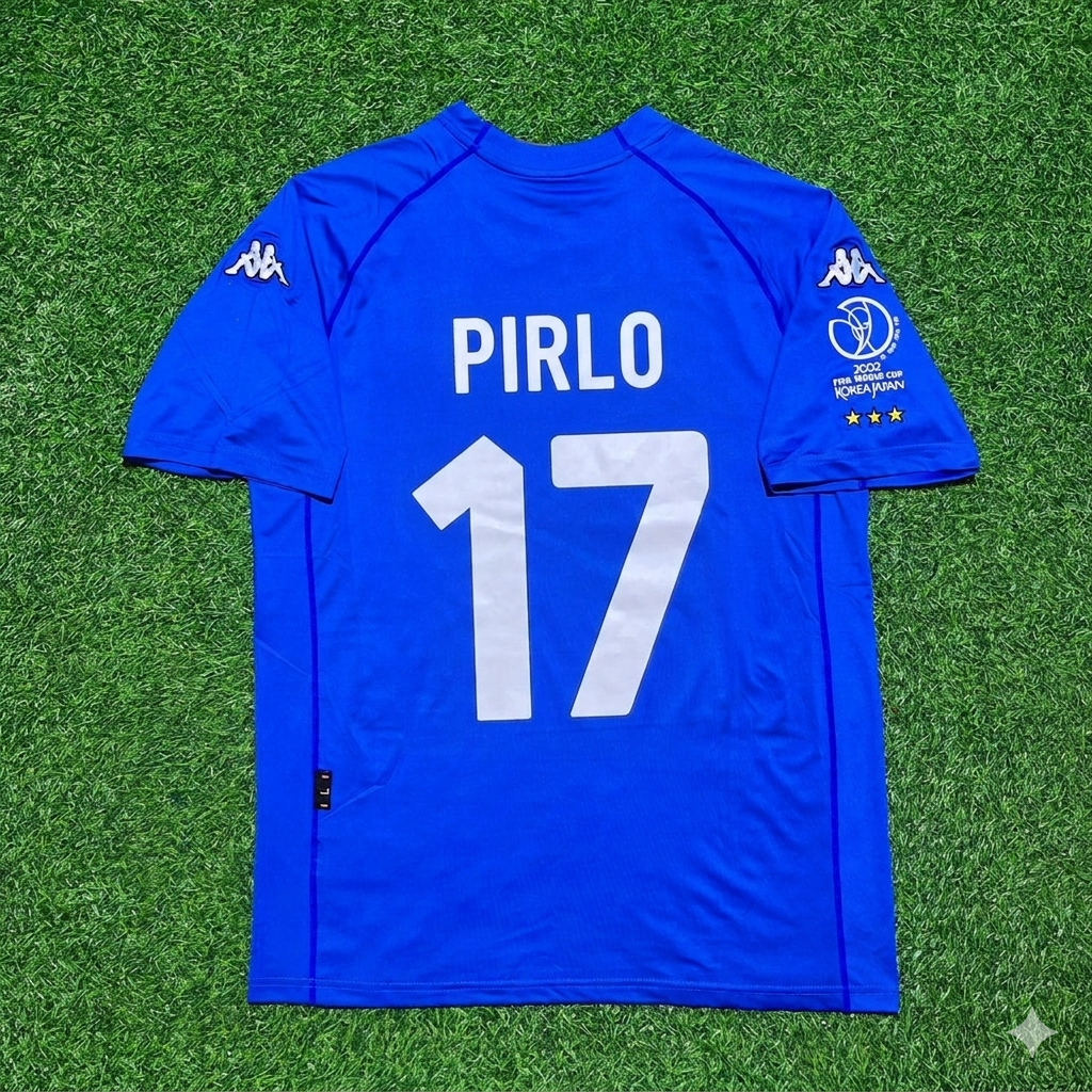 Maillot rétro domicile Italie Coupe du monde 2002 Andrea Pirlo #17