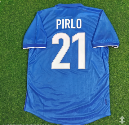 Andrea Pirlo Italy Home Blue Retro Football Jersey