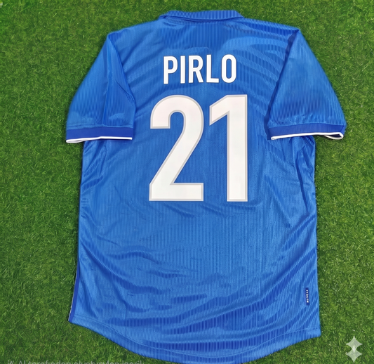 Andrea Pirlo Italy Home Blue Retro Football Jersey