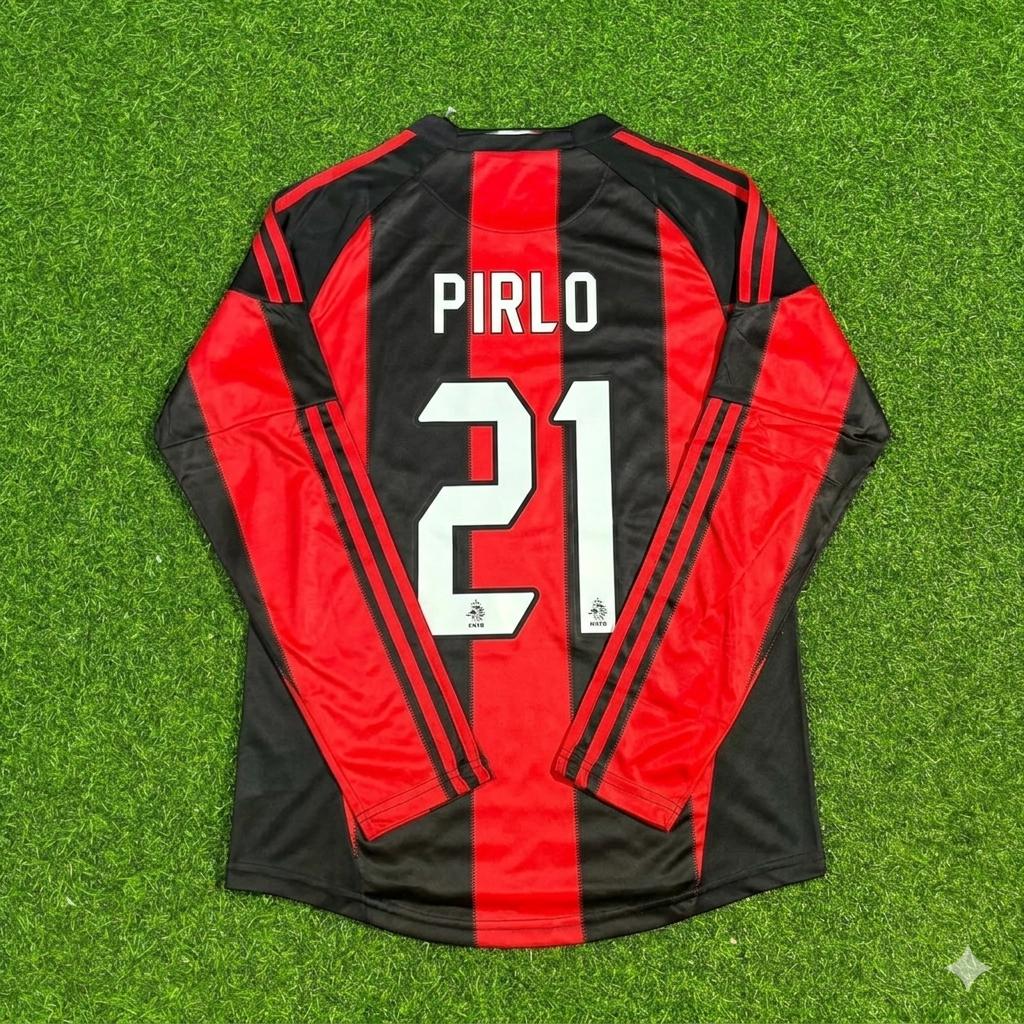 AC Milan 2010/11 Home Long Sleeve Retro Football Jersey – Andrea Pirlo