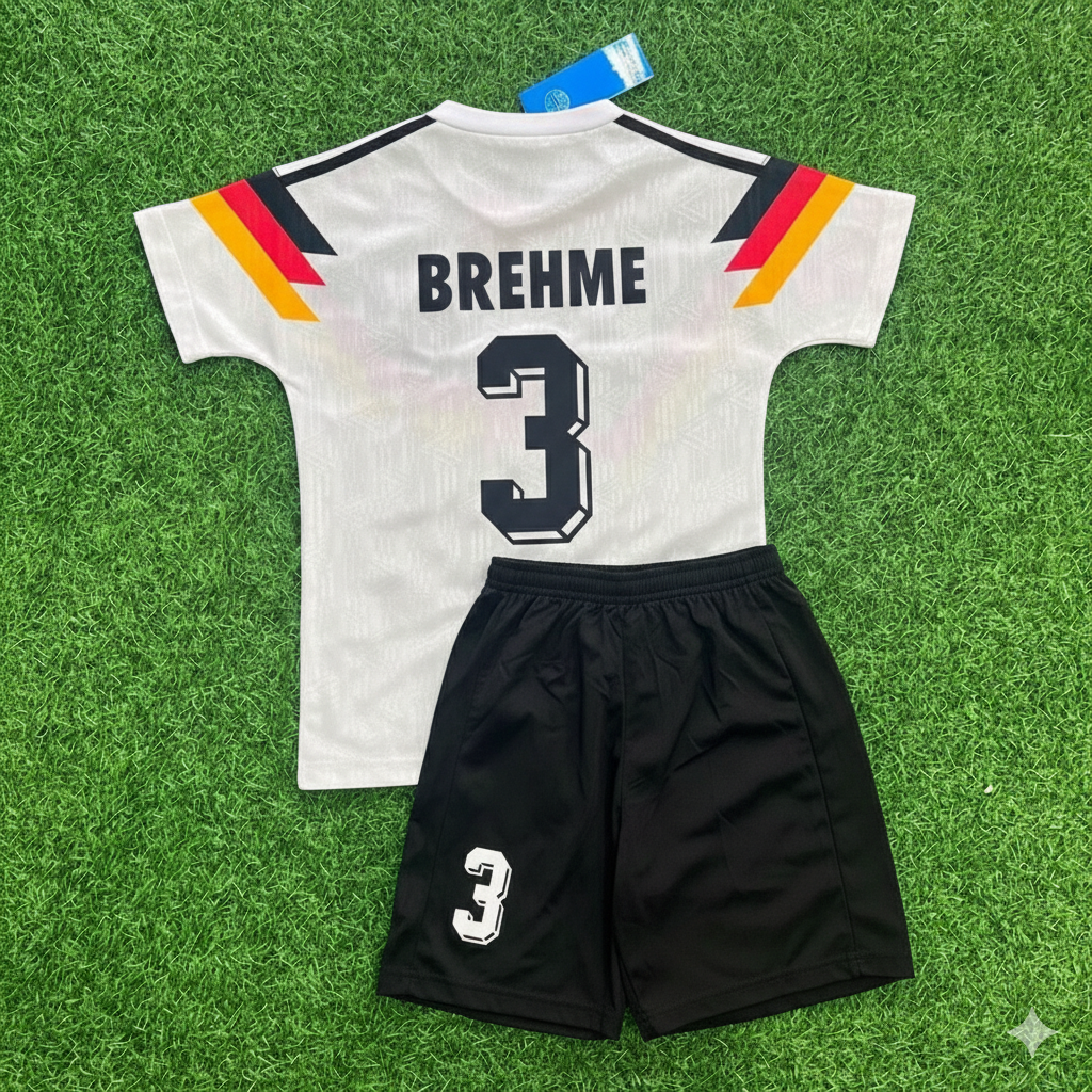 Andreas Brehme 3- Germany Deutschland Retro Kids 1990 World Cup Jersey - Deutschland Retro Kinder Trikot WM 1990 Soccer Shirt