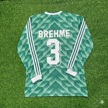 Andreas Brehme Germany 1990 World Cup Green Long Sleeve Football Jersey
