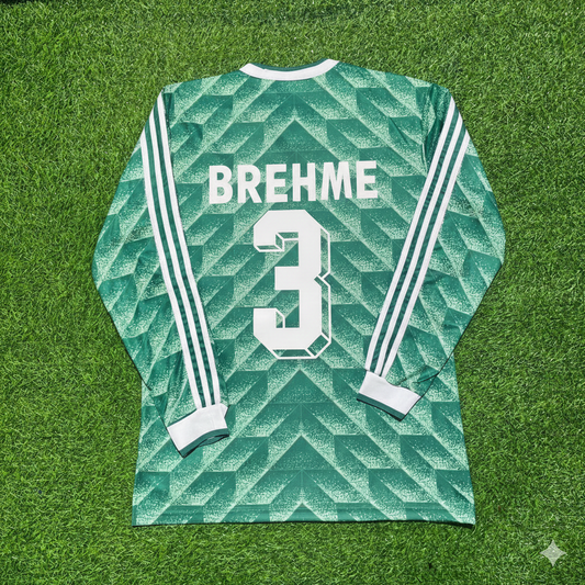 Andreas Brehme Germany 1990 World Cup Green Long Sleeve Football Jersey
