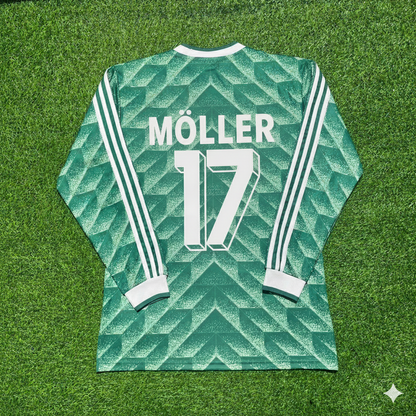 Andreas Möller Germany 1990 World Cup Green Long Sleeve Football Jersey