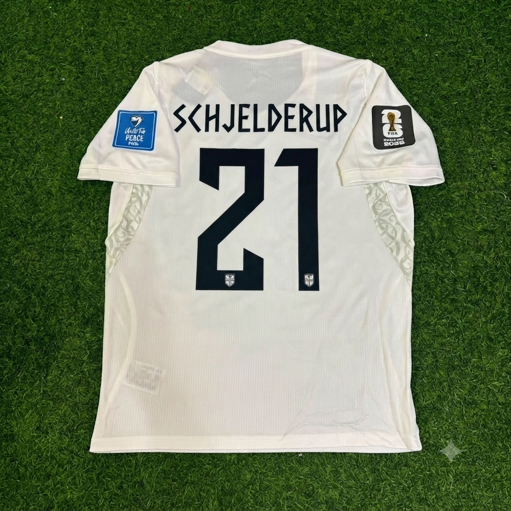 Maillot de football blanc Andreas Schjelderup #21 Norvège Coupe du Monde 2026
