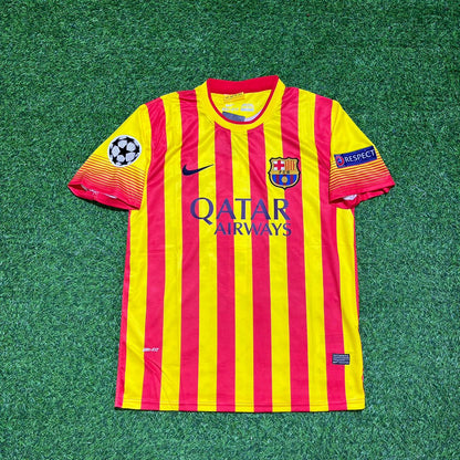 Barcelona 2013/14 Yellow Red Retro Jersey – Andres Iniesta 8