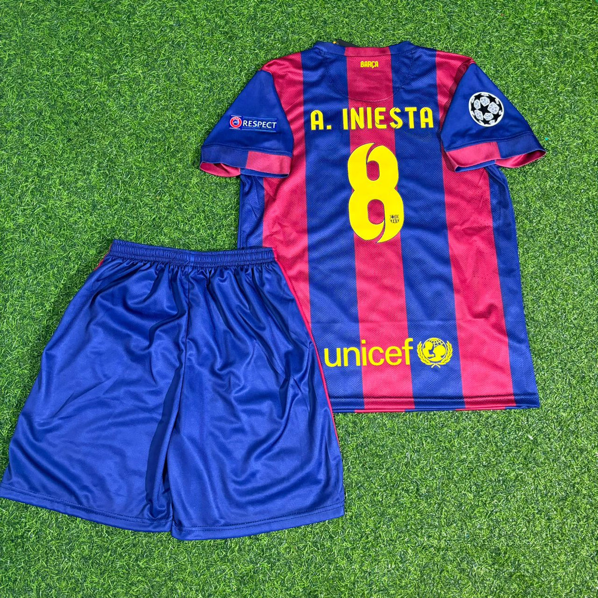 Barcelona 2015 Champions League Final Kids Retro Jersey – Andres Iniesta 8