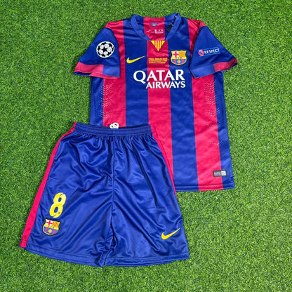 Barcelona 2015 Champions League Final Kids Retro Jersey – Andres Iniesta 8