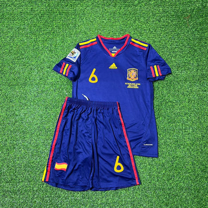 Andrés Iniesta 6 Spanien 2010 WM Finale Retro Kinder Fußballtrikot