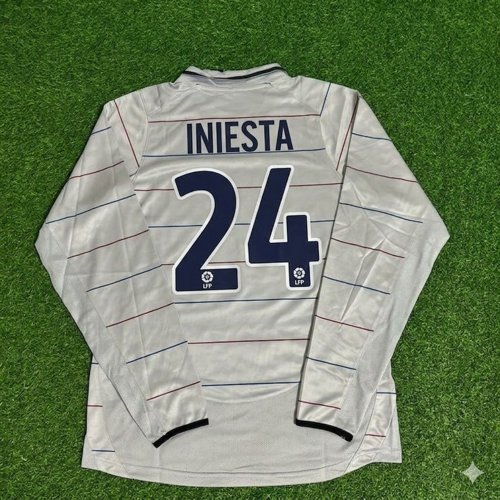 Barcelona 2003/04 Away Long Sleeve Retro Football Jersey – Andres Iniesta 24