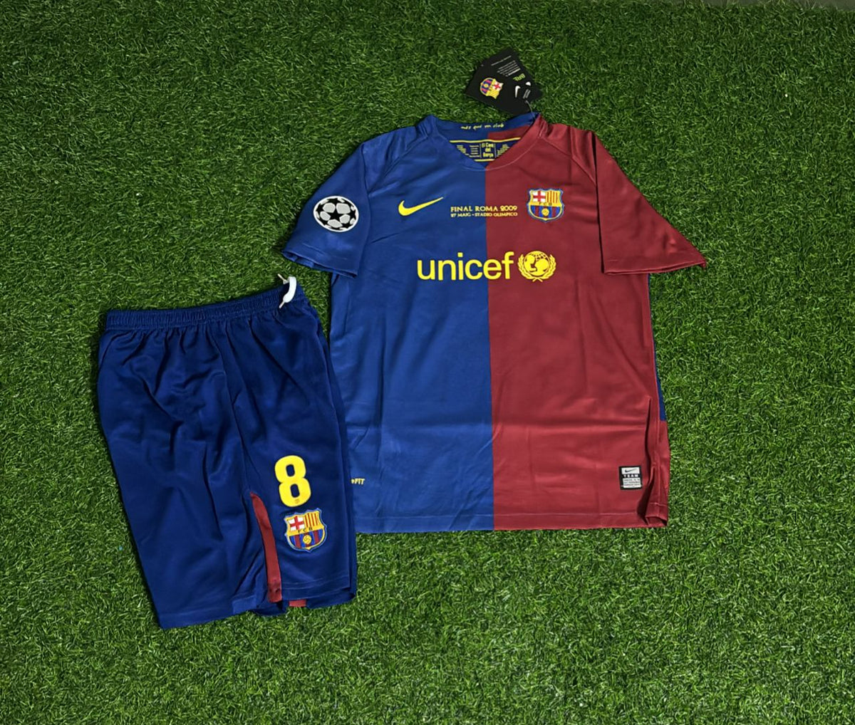 Barcelona 2009 Champions League Final Kids Retro Football Jersey – Andres Iniesta