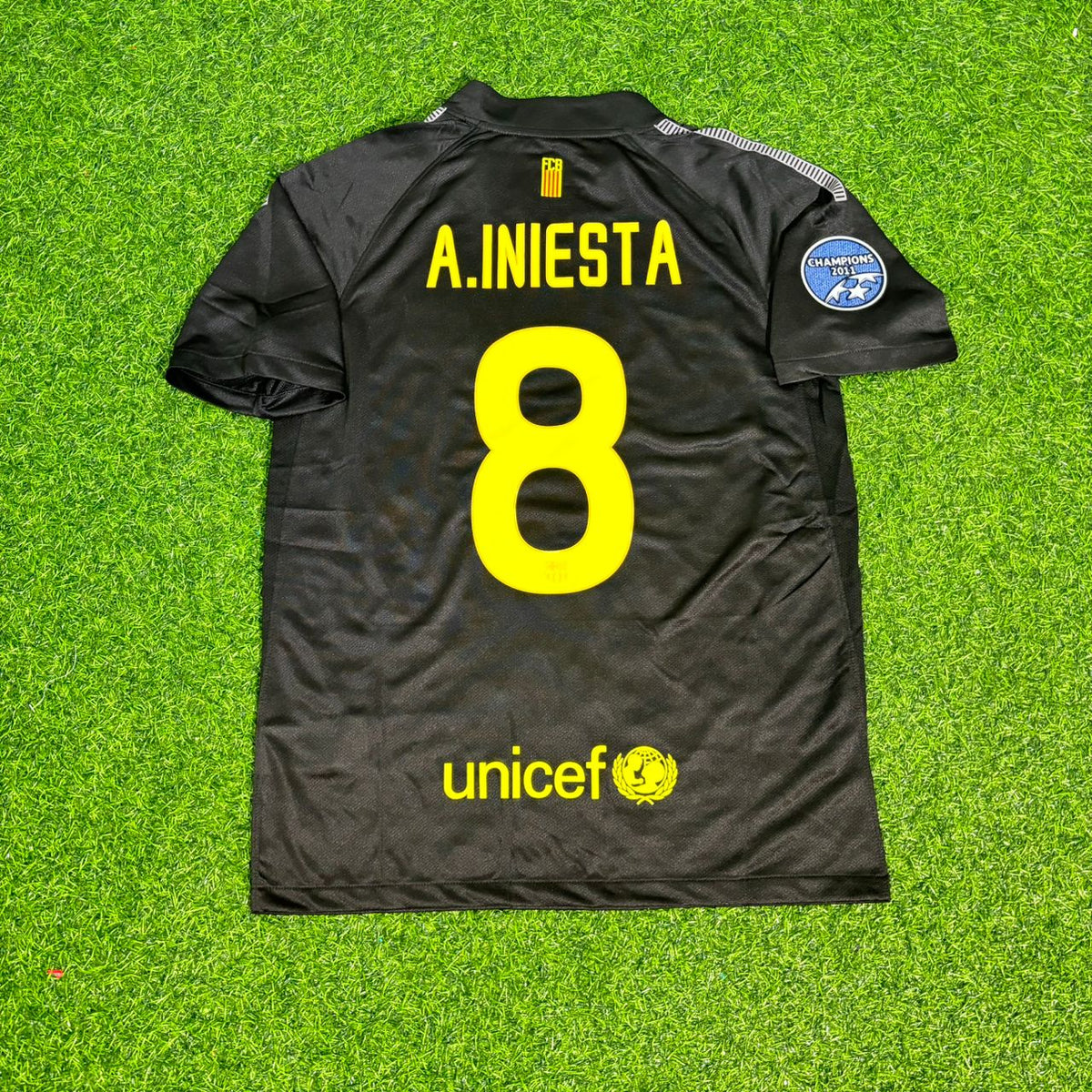Barcelona 2011/12 Schwarzes Retro-Trikot – Andres Iniesta