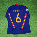 Andrés Iniesta Spanien 2010 WM-Finale Langarm Retro Fußballtrikot