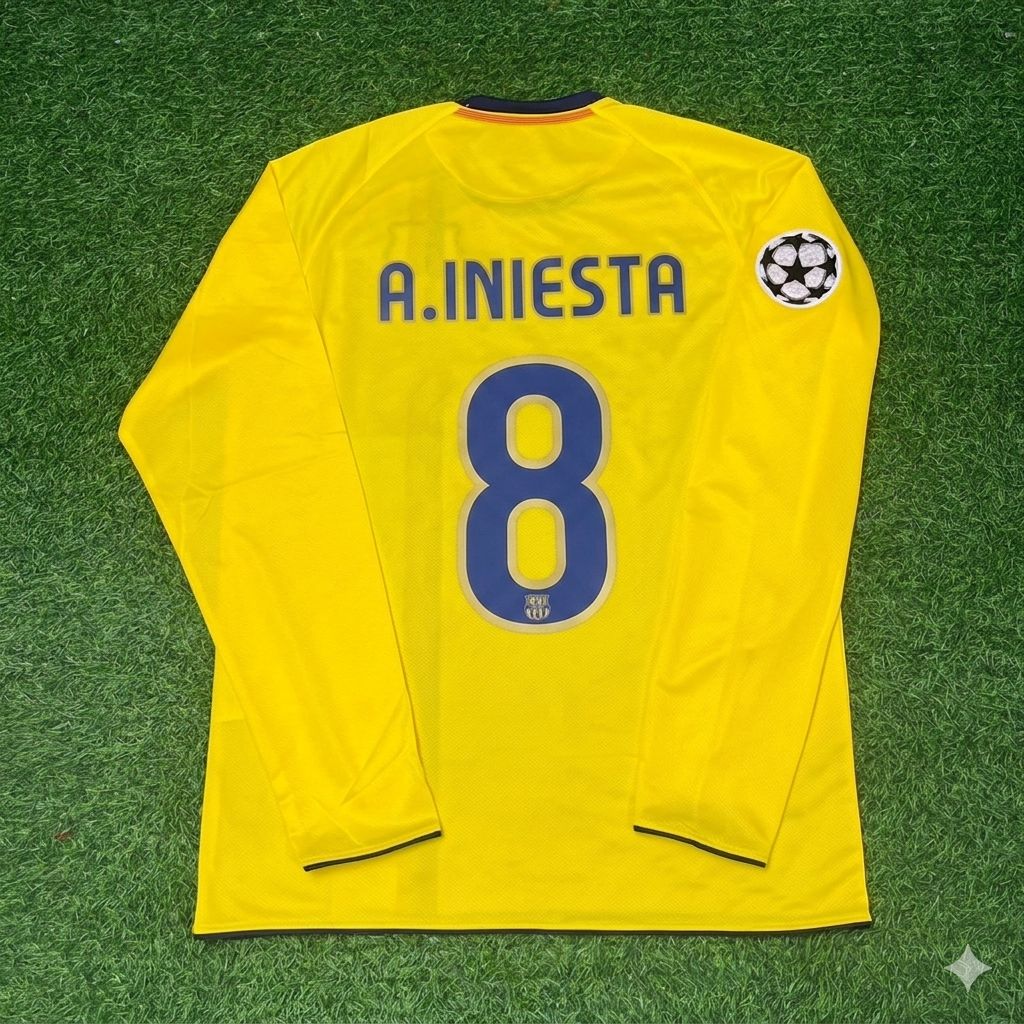 Barcelona 2008/09 Yellow Away Retro Jersey – Andres Iniesta