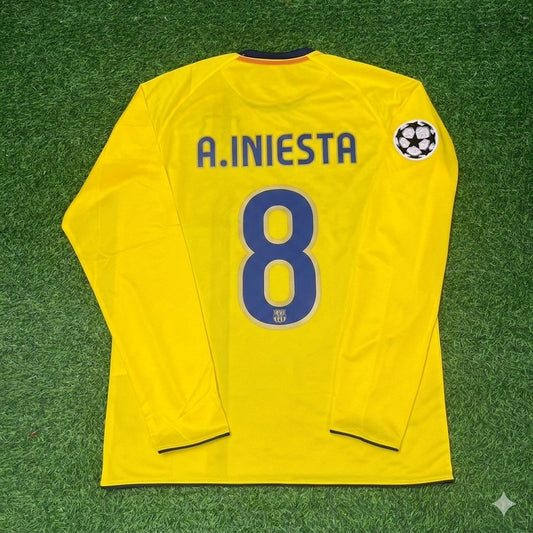 Barcelona 2008/09 Yellow Away Retro Jersey – Andres Iniesta