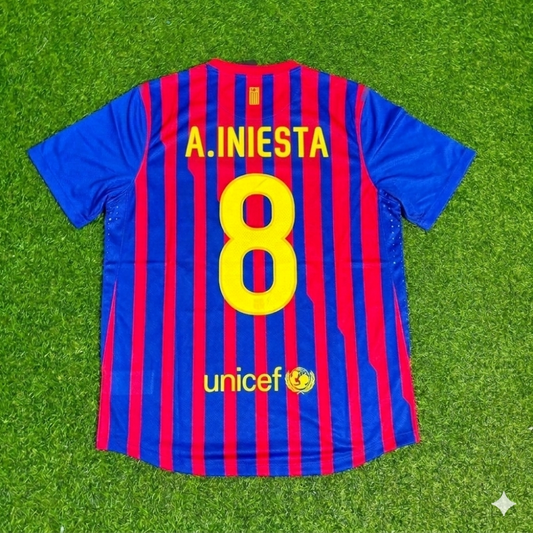Barcelona 2011/12 Home Retro Football Jersey – Andres Iniesta