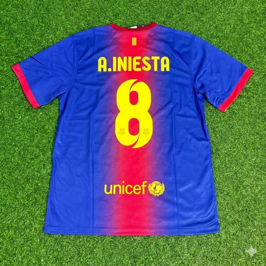 Barcelona 2012/13 Home Retro Football Jersey – Andres Iniesta