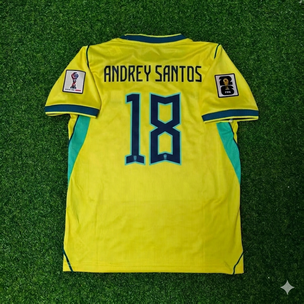 Andrey Santos #18 Brasilien WM 2026 Gelbes Heimtrikot