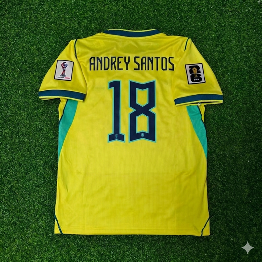 Andrey Santos #18 Brazil 2026 World Cup Yellow Home Football Jersey
