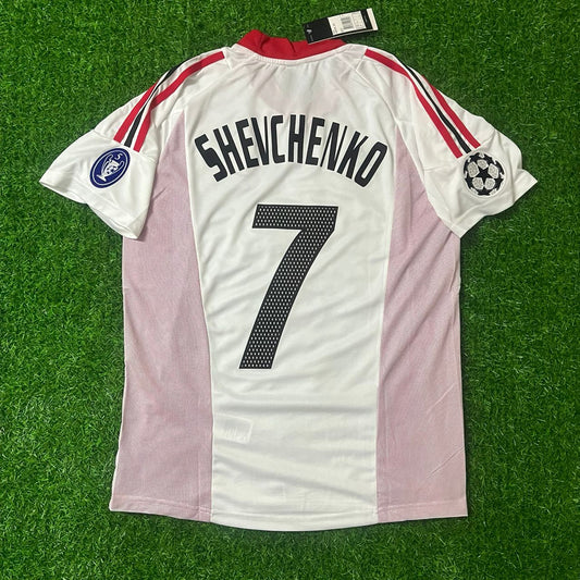 Andriy Shevchenko AC Milan 2003 Champions League Final Old Trafford White Retro Jersey Maglia Maillot