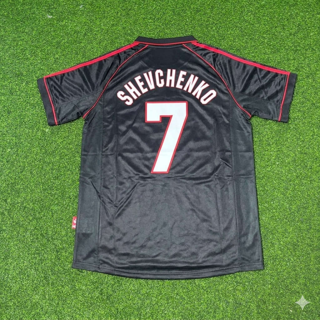 Andriy Schewtschenko #7 AC Mailand 1998-1999 Schwarz Retro-Fußballtrikot