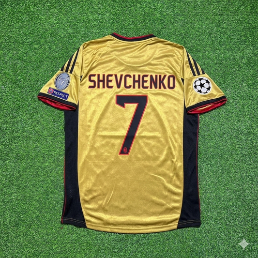 AC Milan Gold Retro Jersey – Andriy Shevchenko 7