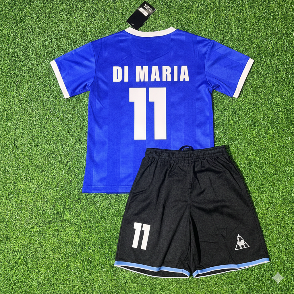 Angel Di Maria 11- Argentina Blue Kids Retro Football Jersey Kit