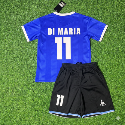 Angel Di Maria 11- Argentina Blue Kids Retro Football Jersey Kit