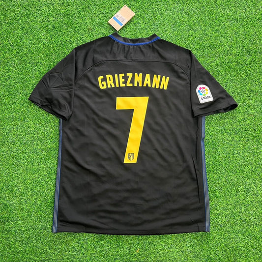 Antoine Griezmann 7 – Atletico Madrid 2016-17 Black Away Retro Kit Jersey Trikot Maillot