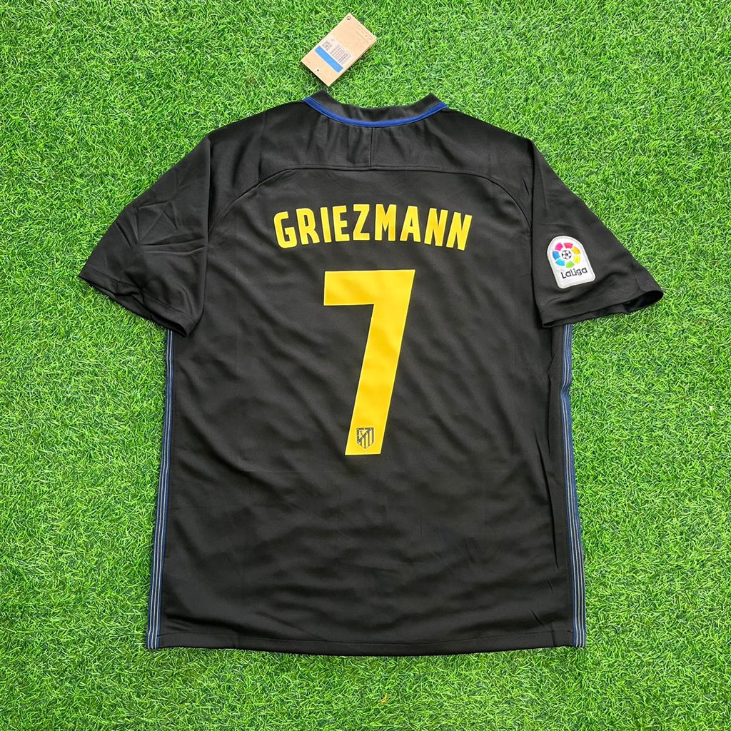 Antoine Griezmann 7 – Atletico Madrid 2016-17 Black Away Retro Kit Jersey Trikot Maillot